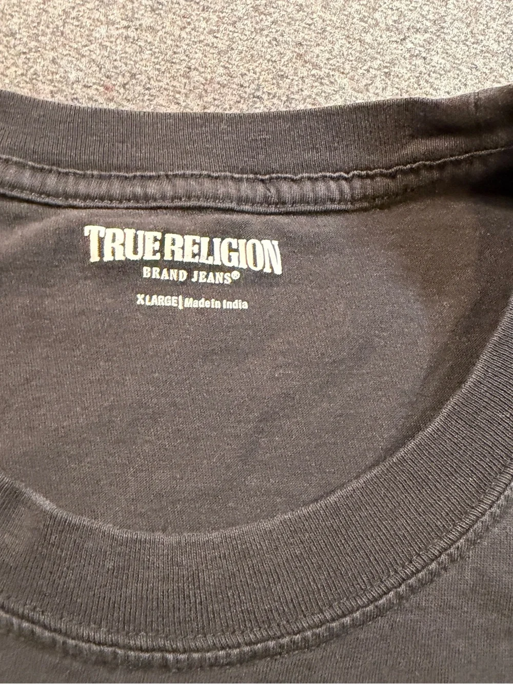 True Religion Black Short Sleeve Tee with Red Logo